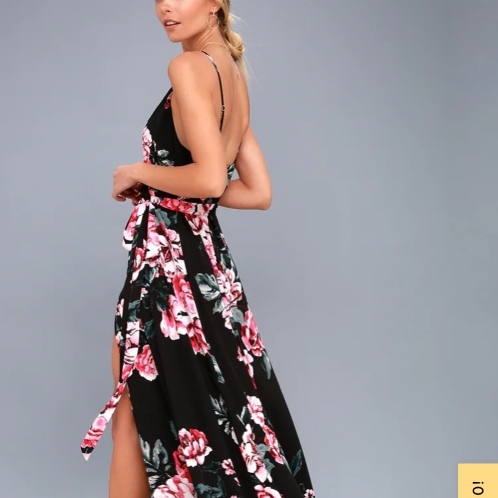 Floral Flirtation Black Floral Print Maxi Dress
